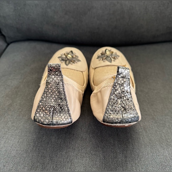 Yosi Samra Orly leather with rhinestone embellishment foldable ballet flats sz 8 - Picture 4 of 9